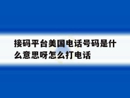 接码平台美国电话号码是什么意思呀怎么打电话的简单介绍