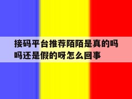 包含接码平台推荐陌陌是真的吗吗还是假的呀怎么回事的词条