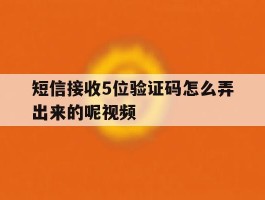 短信接收5位验证码怎么弄出来的呢视频