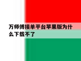 万师傅接单平台苹果版为什么下载不了