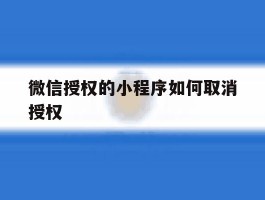 微信授权的小程序如何取消授权