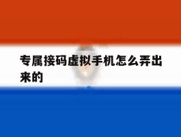 专属接码虚拟手机怎么弄出来的
