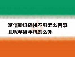 短信验证码接不到怎么回事儿呢苹果手机怎么办的简单介绍