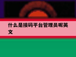 什么是接码平台管理员呢英文