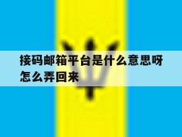 接码邮箱平台是什么意思呀怎么弄回来