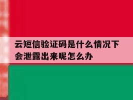 包含云短信验证码是什么情况下会泄露出来呢怎么办的词条