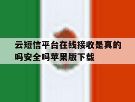 云短信平台在线接收是真的吗安全吗苹果版下载的简单介绍