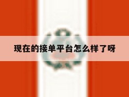 现在的接单平台怎么样了呀