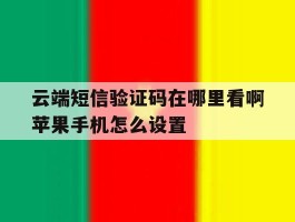 云端短信验证码在哪里看啊苹果手机怎么设置