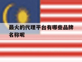 最火的代理平台有哪些品牌名称呢