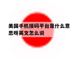 关于美国手机接码平台是什么意思呀英文怎么说的信息
