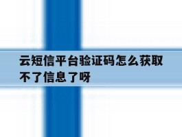 关于云短信平台验证码怎么获取不了信息了呀的信息