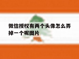 微信授权有两个头像怎么弄掉一个呢图片