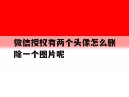 微信授权有两个头像怎么删除一个图片呢
