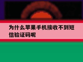 为什么苹果手机接收不到短信验证码呢