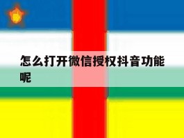 怎么打开微信授权抖音功能呢