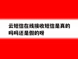 云短信在线接收短信是真的吗吗还是假的呀