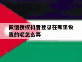微信授权抖音登录在哪里设置的呢怎么弄
