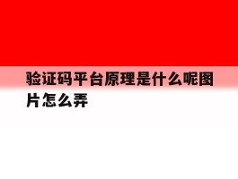 验证码平台原理是什么呢图片怎么弄
