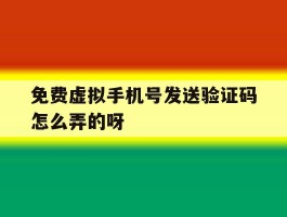 免费虚拟手机号发送验证码怎么弄的呀