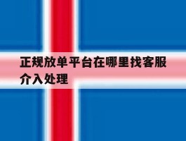 正规放单平台在哪里找客服介入处理
