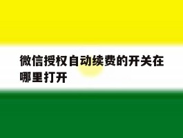 微信授权自动续费的开关在哪里打开
