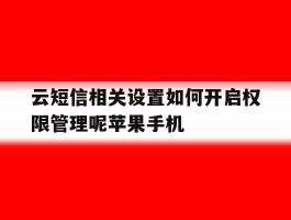 包含云短信相关设置如何开启权限管理呢苹果手机的词条