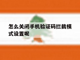 怎么关闭手机验证码拦截模式设置呢