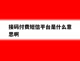 接码付费短信平台是什么意思啊