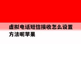 虚拟电话短信接收怎么设置方法呢苹果