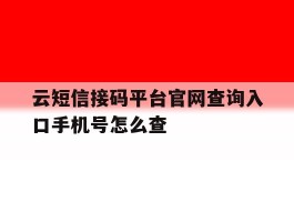 云短信接码平台官网查询入口手机号怎么查