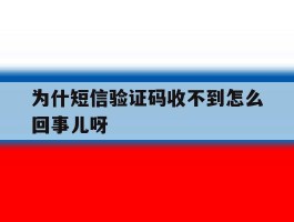为什短信验证码收不到怎么回事儿呀的简单介绍