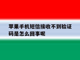 苹果手机短信接收不到验证码是怎么回事呢