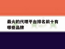最火的代理平台排名前十有哪些品牌的简单介绍