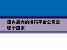 国内最大的接码平台公司是哪个国家