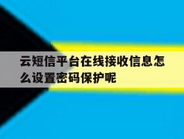关于云短信平台在线接收信息怎么设置密码保护呢的信息