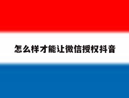 怎么样才能让微信授权抖音