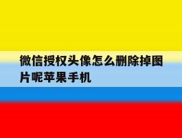 微信授权头像怎么删除掉图片呢苹果手机的简单介绍