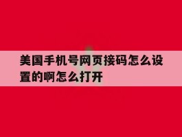 关于美国手机号网页接码怎么设置的啊怎么打开的信息