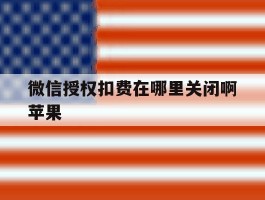 微信授权扣费在哪里关闭啊苹果