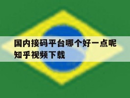 国内接码平台哪个好一点呢知乎视频下载