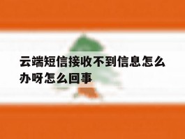 云端短信接收不到信息怎么办呀怎么回事