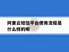 包含阿里云短信平台使用流程是什么样的呢的词条