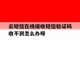 关于云短信在线接收短信验证码收不到怎么办呀的信息