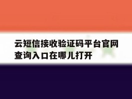 云短信接收验证码平台官网查询入口在哪儿打开的简单介绍