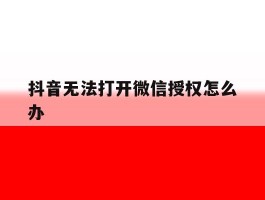 抖音无法打开微信授权怎么办