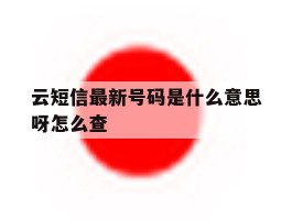 云短信最新号码是什么意思呀怎么查