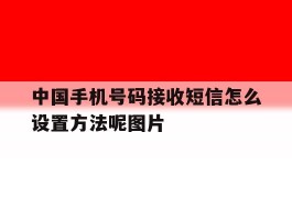 中国手机号码接收短信怎么设置方法呢图片的简单介绍