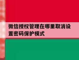 微信授权管理在哪里取消设置密码保护模式