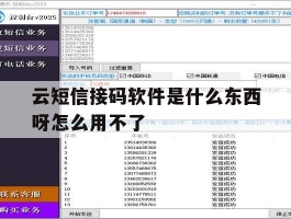 云短信接码软件是什么东西呀怎么用不了